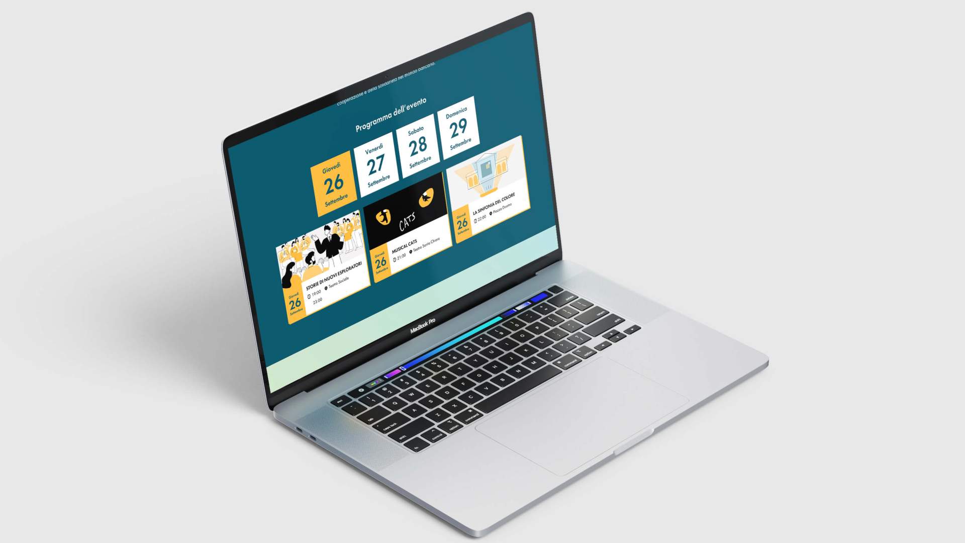 Mockup laptop del sito celebrativo
